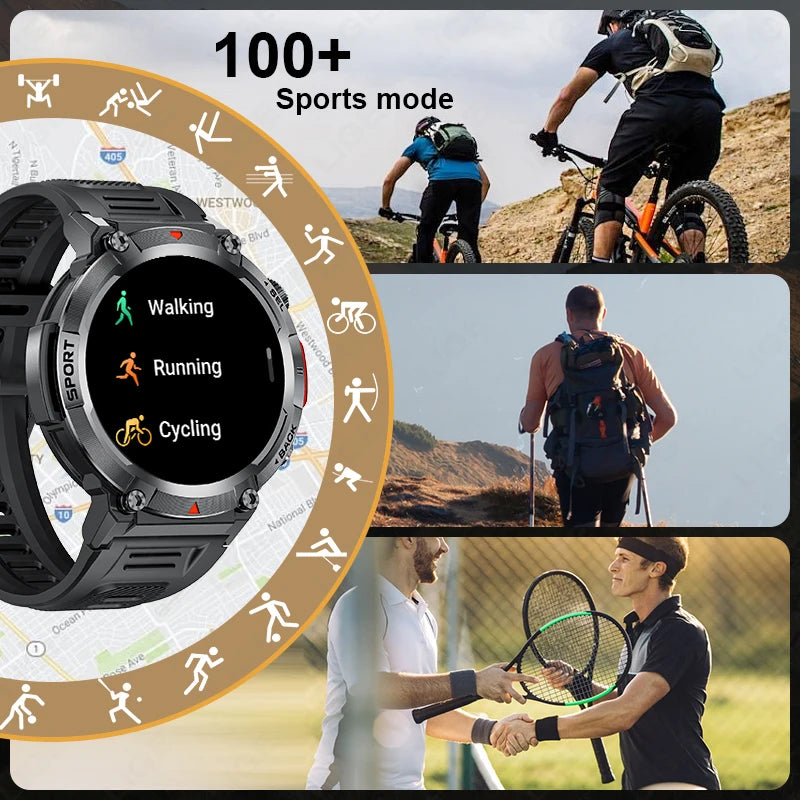 LIGE Flashlight Smartwatch for Men, IP68 Waterproof